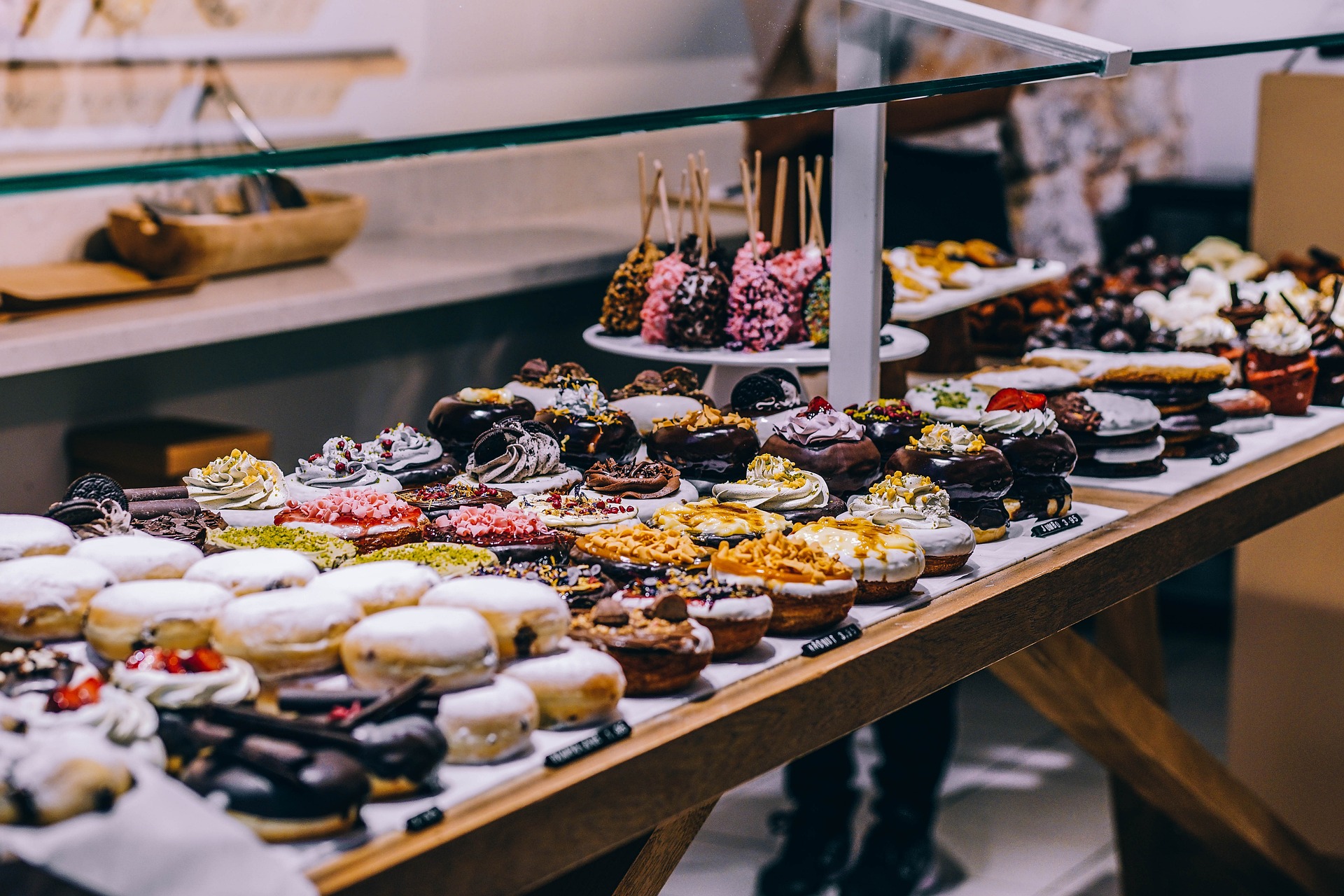 The pastry case at Savannah's Coffee House